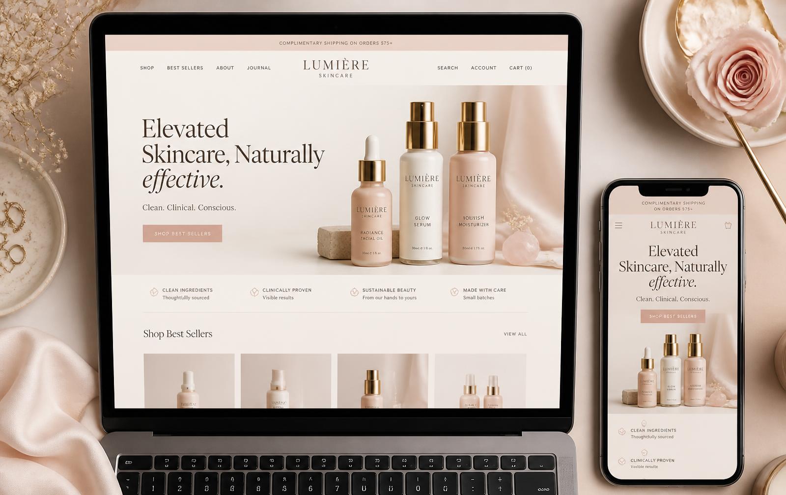 Velora Beauty e-commerce UI design
